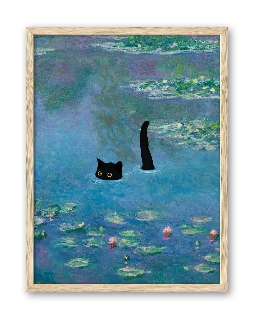 Aquatic Reverie: Feline Elegance Amidst Nature's Canvas